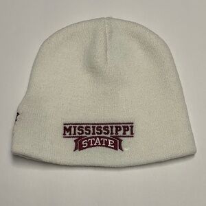 Adidas | Kids/Youth One Size | White Mississippi State Unisex Beanie Knit Hat